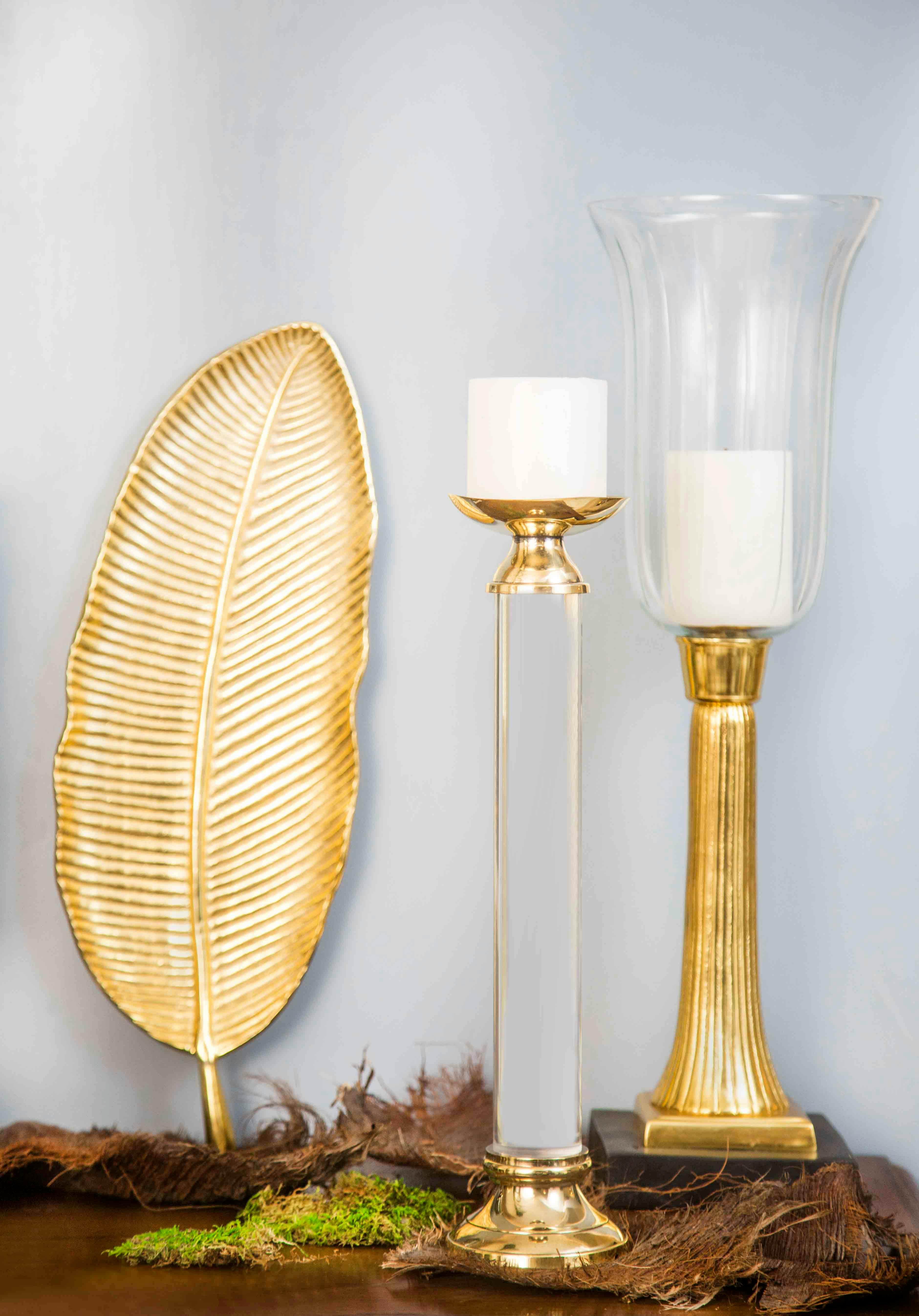 Gold Brass Candle Holder